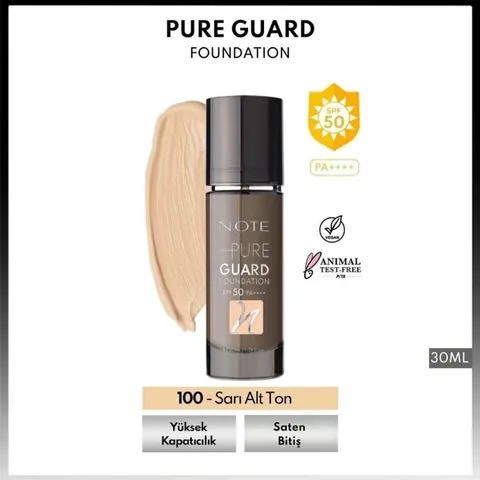 Note Pure Guard Foundation 100 Glowing Beige SPF 50 Full Coverage Satin Finish Foundation