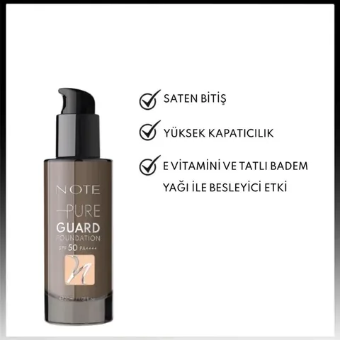 Note Pure Guard Foundation 100 Glowing Beige SPF 50 Full Coverage Satin Finish Foundation