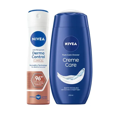 Nivea Women Déodorant Set Derma Control Clinical Women 150 ml et Gel Douche Creme Care 250 ml