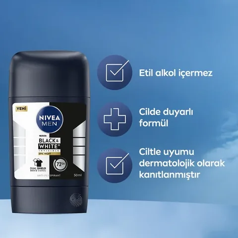 Nivea Men Men's Stick Deodorant BlackWhite Epic Night 50 ml