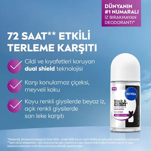 Nivea Deodorant Roll on Black and White Authentic Women 50 ml