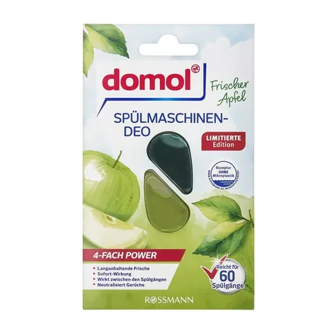 Domol Désodorisant Lave-Vaisselle 60 Lavages Pomme Verte 4 ml