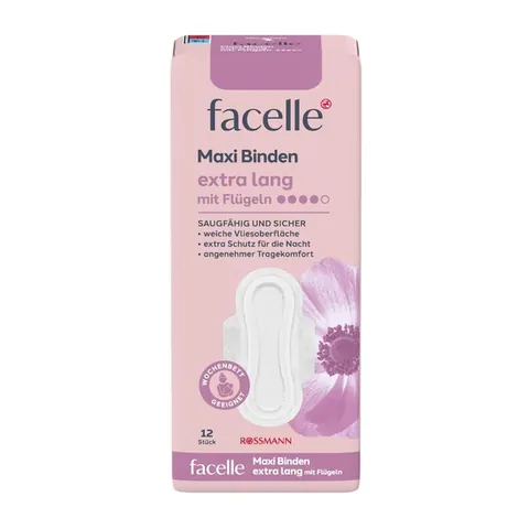 Serviette hygiénique Facelle Maxi Ailettes Extra Longue Paquet de 12