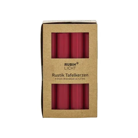 Rubin Licht Bougie Rustique Bâton Claret Pack de 8