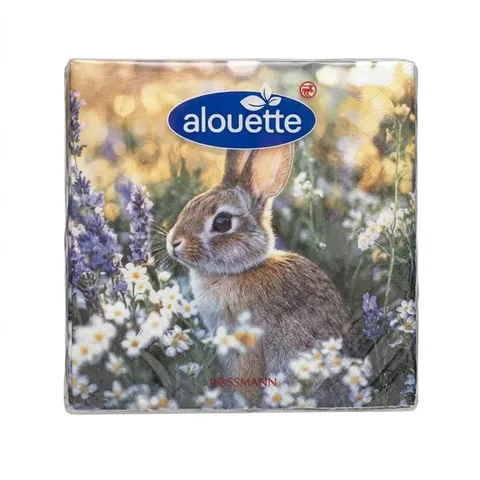 Serviettes de cocktail Alouette Spring Cocktail Napkin 26 Nature Rabbit paquet de 20