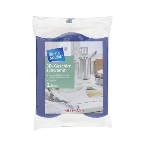 Éponge à vaisselle Flink & Sauber 3D Scrub Fiber Bleue Lot de 2