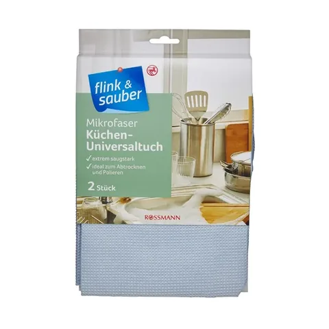 Flink & Sauber Chiffon Microfibre Cuisine Lot de 2 Toutes Surfaces
