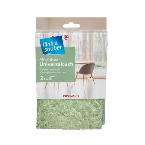Flink & Sauber Chiffon de nettoyage général en microfibre très absorbant 32x35 cm 2 pièces