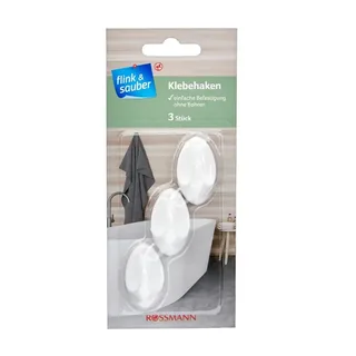 Flink Sauber Adhesive Hook Oval White 3-pack