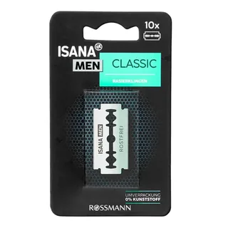 Rasoir de sûreté Isana Men en acier inoxydable chromé, paquet de 10