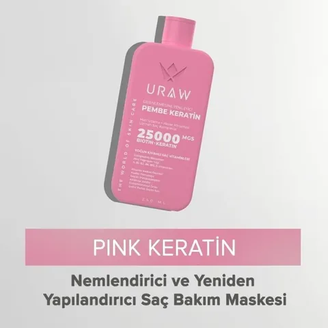 URAW Pink Keratin (Moisturizing and Restructuring Hair Care Mask)