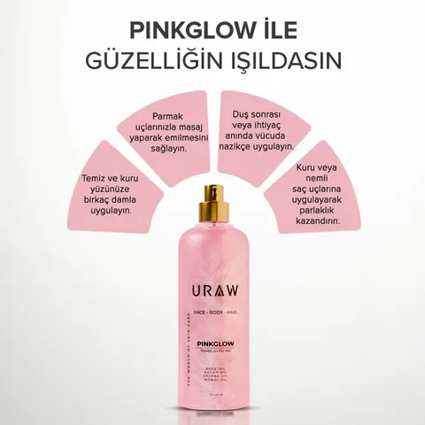 URAW Pink Glow Pink Shimmering Oil | Multi-Purpose Care Oil for Face, Body and Hair