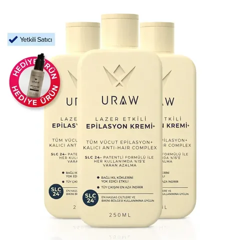 Uraw Hair Removal Cream Effective 3-pack Solution (Hair Removal Oil Gift)