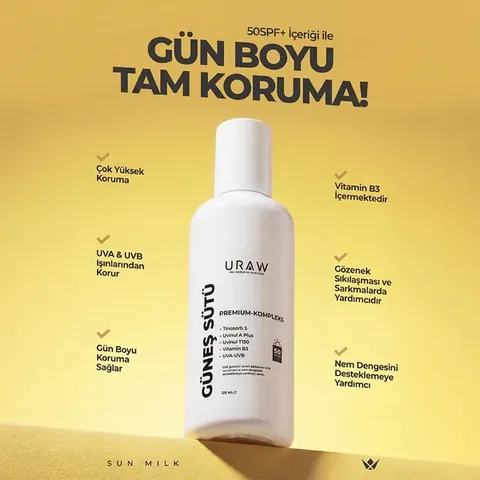 URAW Sun Milk Spray 50 SPF+ Pore Tightening and Anti-Blemish (PDRN+ Content Premium Care)