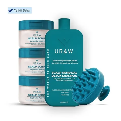 URAW Hair Scrub Scalp Peeling Set | Scrub + Detox Shampoo + Comb