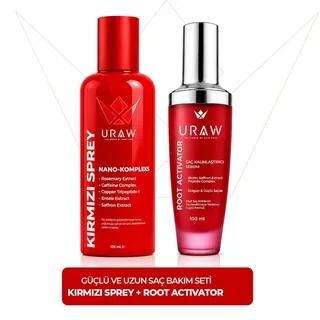 URAW Strong and Long Kit de Soin Capillaire | Spray Rouge + Activateur de Racines