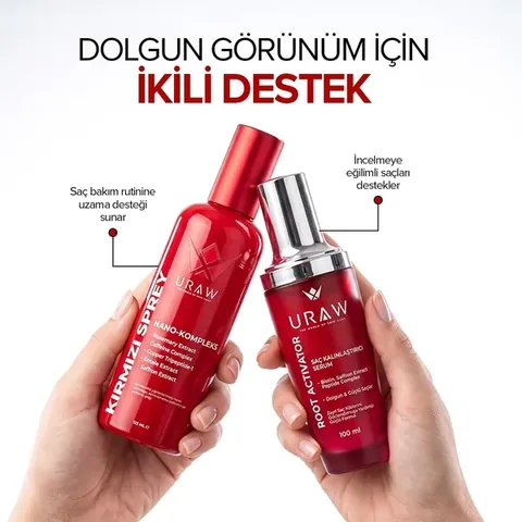 URAW Strong and Long Hair Care Set | Red Spray + Root Activator