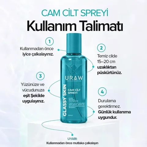 URAW Glassy Skin PDRN + Retinal + Niacinamide Skin Regenerating Care Spray 125ML for Glass Skin Look
