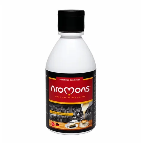 Сгущенное молоко AROMONS с сахаром, пластиковая бутылка 300г
