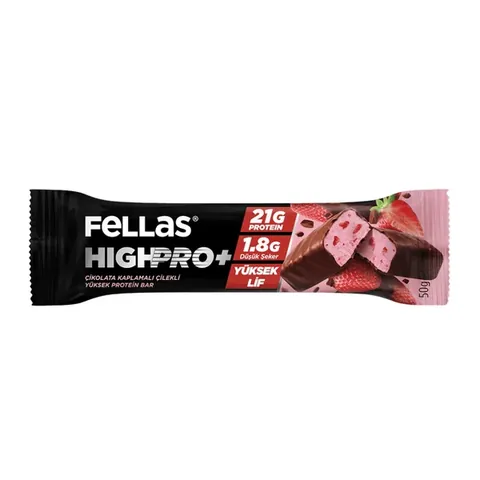 FELLAS Chocolate Coated HighPro Protein Bar Strawberry 50g