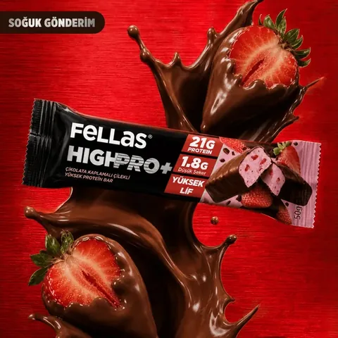 FELLAS Chocolate Coated HighPro Protein Bar Strawberry 50g