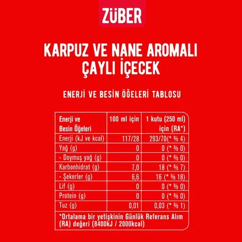 ZÜBER Ice Tea Watermelon & Mint Flavored 250ml