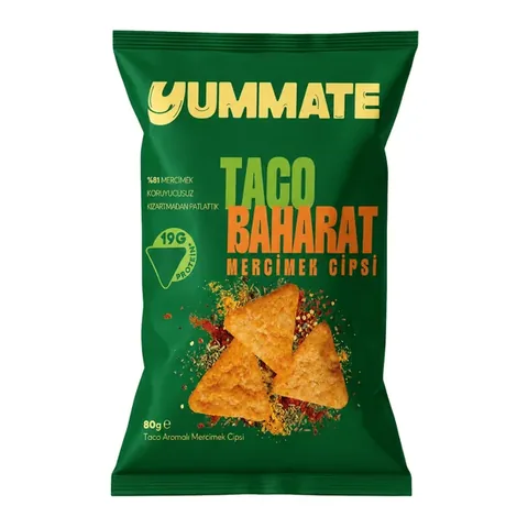 YUMMATE Taco Flavored Lentil Chips 80g