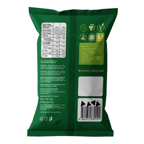 YUMMATE Taco Flavored Lentil Chips 80g