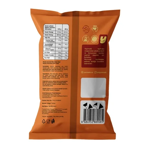 YUMMATE Nacho Flavored Lentil Chips 80g