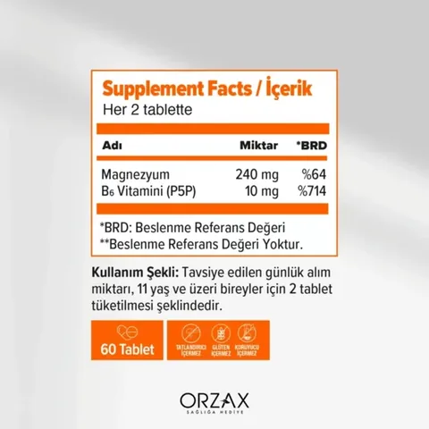 ORZAX Ocean ExtraMag Magnezyum Malat + P5P 60 tablet