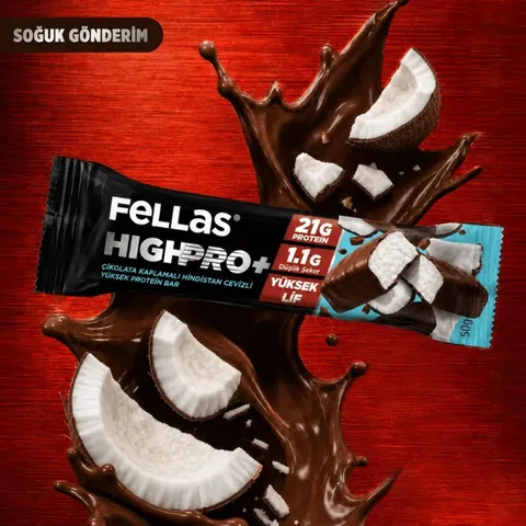 FELLAS Chocolate Coated HighPro Protein Bar Coconut 50g