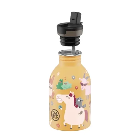 24BOTTLES Kids Bottle Farm Friends Pipette Stainless Steel Children's Water Bottle 250ml