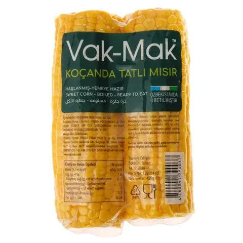 VAK-MAK Sweet Corn on the Cob Boiled Ready to Eat 450g