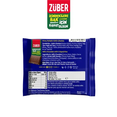 ZÜBER Milk Chocolate with Rice Pops 35g