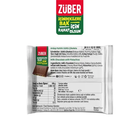 ZÜBER Pistachio Milk Chocolate 42g