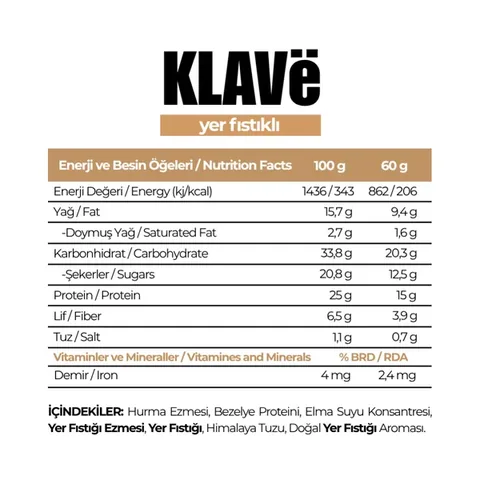 KLAVE Peanut Protein Bar 60g