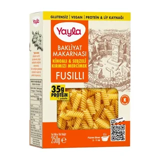 YAYLA Quinoa et Légumes Lentilles Corail Fusilli Pâtes de Légumineuses 250g