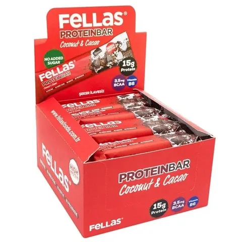 Fellas Kokosnuss-Kakao Proteinriegel - 12er Pack
