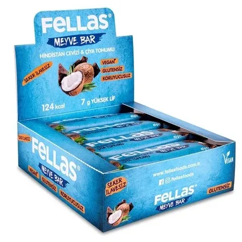 Fellas Chia Kokosnuss Frucht Riegel - Gesunder Snack 40g
