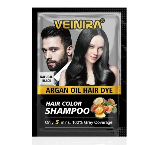Venera 3-in-1 Natural Black Hair Dye Shampoo with Argan Oil and Aloe Vera (25X10 ml)