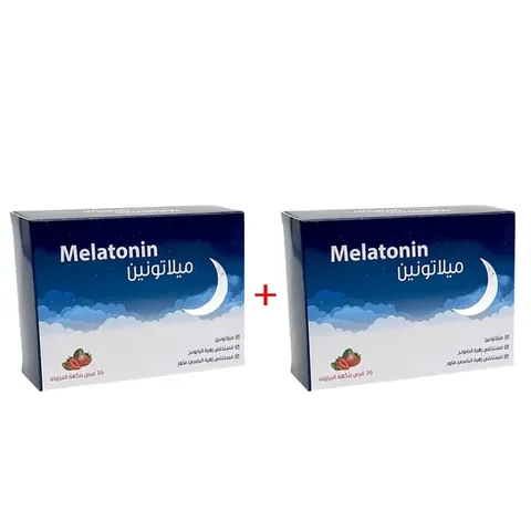 Two Bottles of Melatonin Dietary Supplement Sleep Tablets, Strawberry Flavor, 36 Pieces