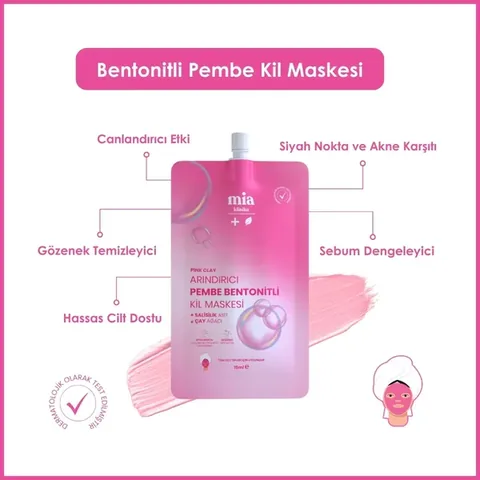 Mia Clinica Pink Bentonite Clay Mask for Blackhead Removal and Pore Tightening - 15 ml