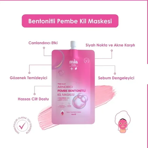 Mia Clinica Pink Bentonite Clay Mask for Blackhead Removal and Pore Tightening - 15 ml