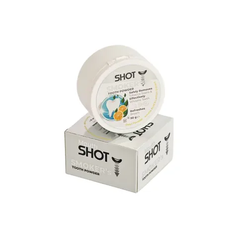 Mouth Shot Teeth Whitening Powder for Smokers with Lemon & Pearl Extract from Mouth Shot – 50g