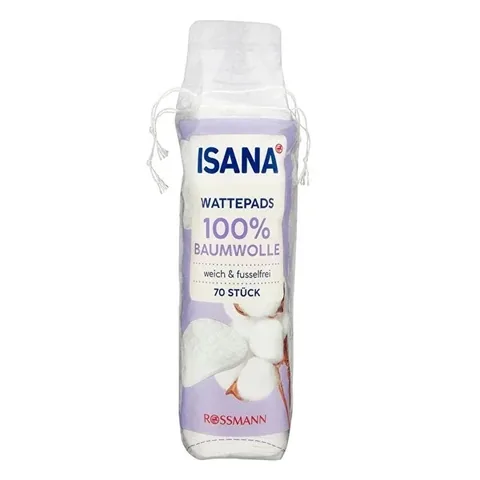 Памперсы для снятия макияжа Isana 100% хлопок 70 шт