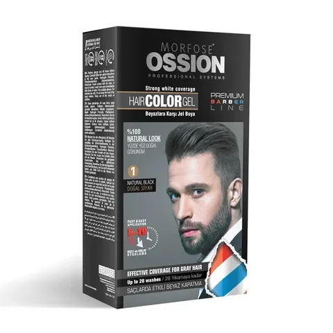 Гель для волос Ossion Pr.barber для мужчин цвет натуральный черный №1 40 мл