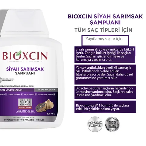 Bioxcin Anti-Hair Loss Black Garlic Shampoo 300 ml