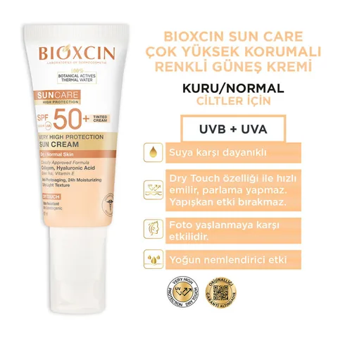 Bioxcin Sun Care Sunscreen for Dry Skin SPF 50+ 50 ml - Tinted