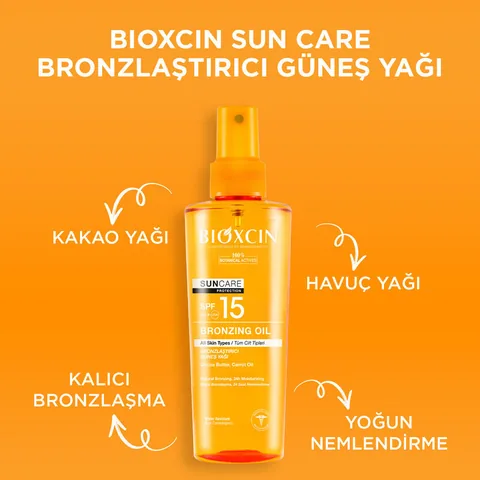 Bioxcin زيت تسمير بيوكسين صن كير لجميع أنواع البشرة بعامل حماية من الشمس 15، 200 مل