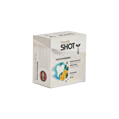 Whitening-Zahnpuder für Raucher mit Zitrone & Perlenextrakt von Mouth Shot – 50 g